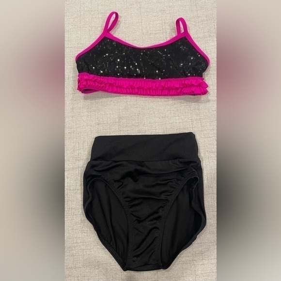 CAPEZIO & BODY WRAPPERS 2-piece dance comp convention. Black & hot pink. Large - Picture 4 of 6